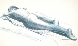 Nude Female Reclining Away
