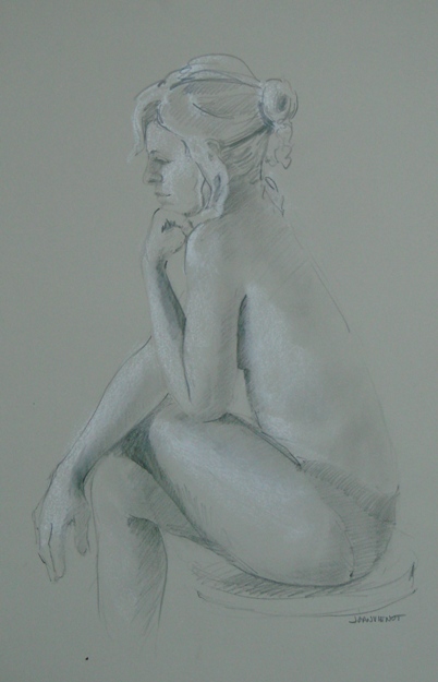 2012-0125 Seated, chin propped on one arm