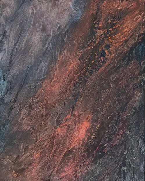 Acrylic/mixed media painting, highly textured, earth colors