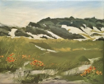 Plein air oil painting of Indian Blanketflower at Grayton Beach State Park