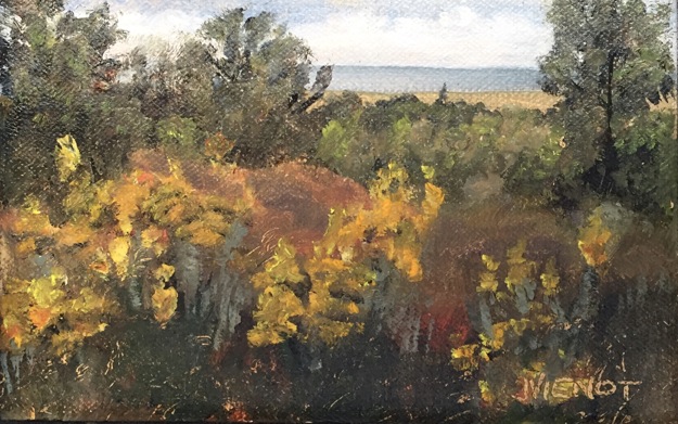 Oil painting of wildflowers in Salinas Park, mid-morning light