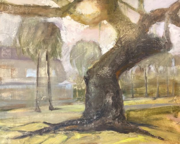 Oil painting of an ancient live oak tree on Jekyll Island, painted in Jason Sacran workshop