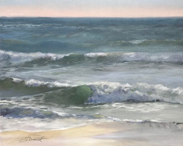 Final version of oil painting completed in Dorothy Starbuck's workshop on breaking waves, previously posted in-progress