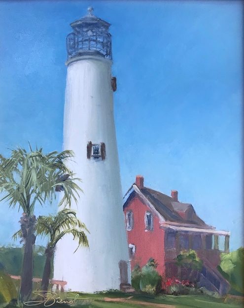 Oil painting of the lighthouse on St. George Island, FL