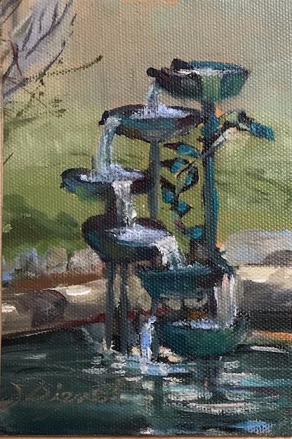 Study of the fountain in the courtyard at Inglenook, Brighton, CO