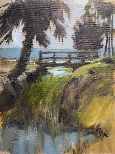 Oil painting of the light on the creek at George Core Park, Miss Zola Drive, Port St. Joe, FL