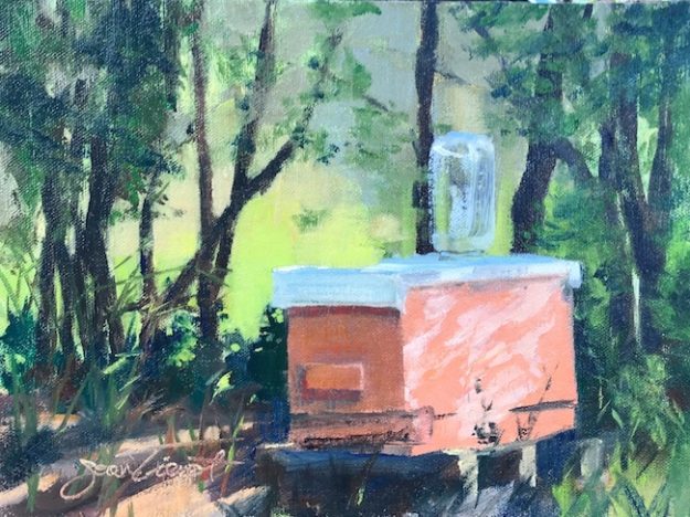 Oil p[ainting of a hive at Muscogee Farms in Bruce, FL